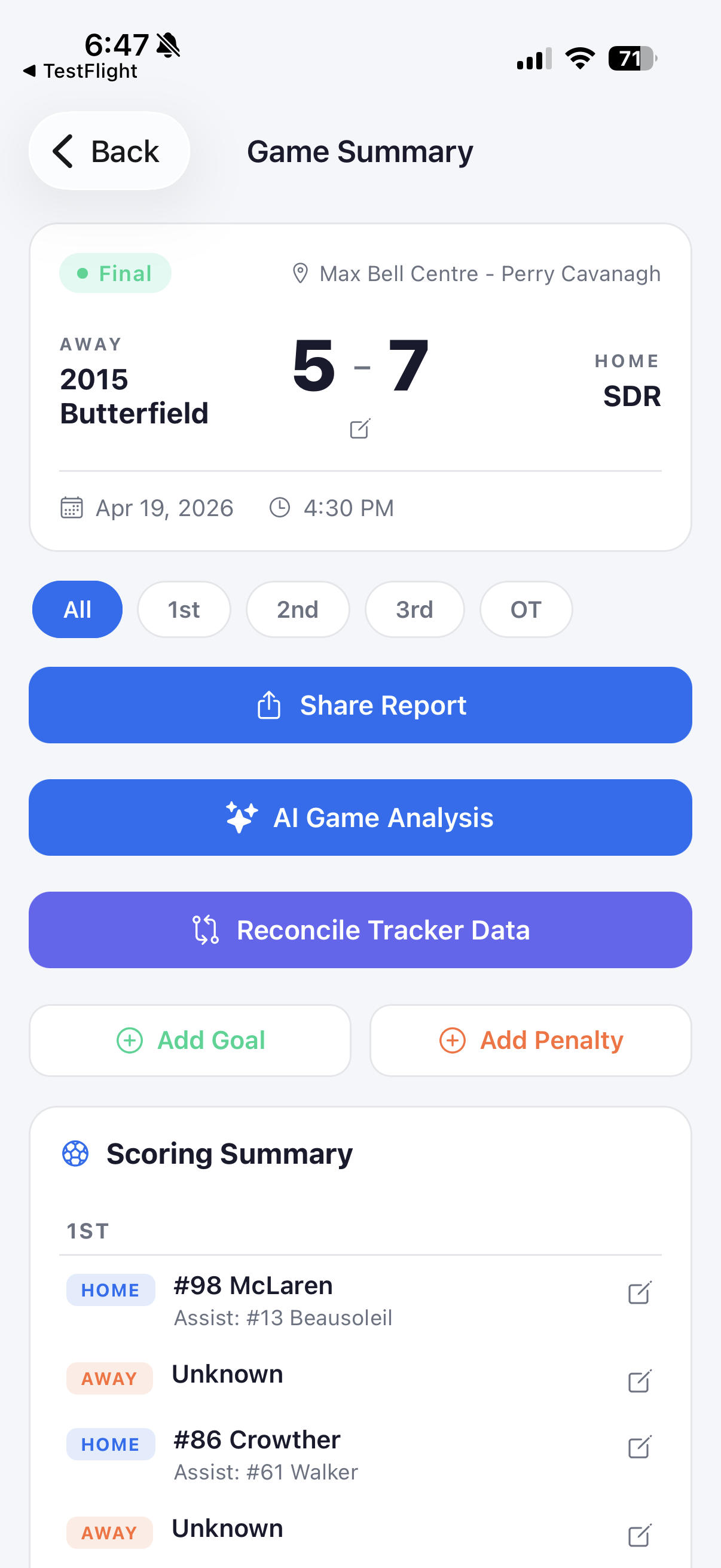 Statraxx game summary and scoring